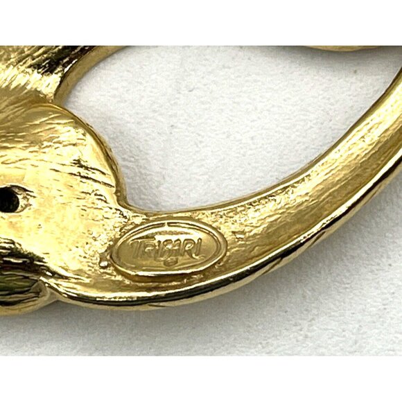 Vintage TRIFARI Necklace Blue Enamel Omega Chain Gold Tone 17" - Picture 10 of 10